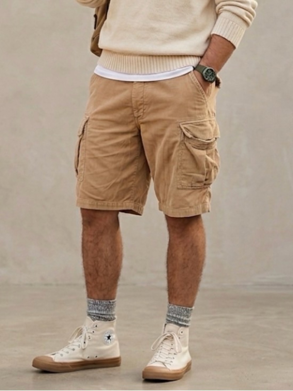 Vintage Polo Jeans Co Ralph Lauren Corduroy Cargo Shorts 36 Tan Y2K Gorpcore
